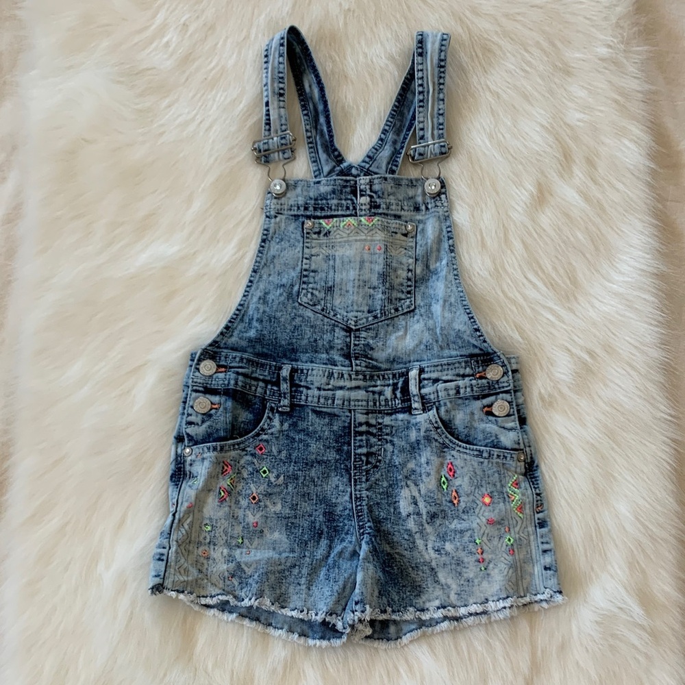 Jordache Blue Denim Kids Romper with Embroidery